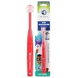 Brilliant Oral Care Kids Toothbrush with Soft Bristles and Round Head, for a Child Approved, Easy to Use All-Around Clean Mouth, Ages 5-9 Years, Red, 1 Pack