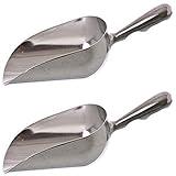 SET OF 2, 12 Oz. (Ounce) Bar Ice Scoop, Dry Bin Scoop, Dry Goods Scoop, Candy Scoop, Spice Scoop, Cast Aluminum