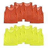 Super Z Outlet 12 Pinnies Scrimmage Vests Team Practice Jersey for Child Youth Teen Lightweight (Orange/Yellow)