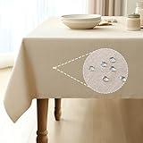 Pureegg Rectangle Linen Tablecloth Waterproof & Stain Resistant, Wrinkle-Free Table Cloth Adds Elegance and Protection, Ideal for Dining, Party, Wedding and Outdoor, 52 x 70 Inch, Beige