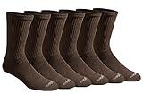 Dickies Men's Dri-Tech Essential Moisture Control Crew Socks, Available in M-XXL (6, 12, Solid Brown (6 Pairs), Large