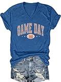FCGHSII Game Day Football Shirts for Women: Football Mom T-Shirts Gameday Outfits Funny Vneck Short Sleeve Tees