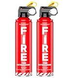 AmzBoom 2-Pack Fire Extinguisher for Home, Kitchen, Car, and Grill with Mounting Bracket– Extinguishing Spray, Compact A, B, C, K – Eco-Friendly, Prevents Reignition.