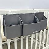 surebaby Hanging Baby Diaper Caddy, 3-in-1 Diaper Caddy Organizer Holder For Baby Crib, Nursery Organization Diaper Stacker Storage For Crib, Changing Table, Car, Wall-Grey