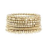 Sajidos Gold Beaded Bracelets for Women Trendy, 14K Gold Plated Stack Cross Pearl Gold Bead Stretch Bracelets Set Elastic Hypoallergenic Bracelets Jewelry Gifts (style5)