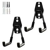 2 Pack Garage Storage Utility Hooks，Garage Garden Tool Organizer，Steel Wall Mount Hooks, Garden Small U Hooks (Black)