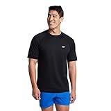 Speedo Men's Uv Swim Shirt Short Sleeve Loose Fit Easy Tee, Speedo Black, Uv Swim Shirt Short Sleeve Loose Fit Easy Tee