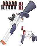 Toy Double Barrel Shotgun with Ejecting Shells - Foam Dart Blaster Including Ammunition Belt, 40 Darts, 12 Shells & Red Dot Sight - Realistic Reloading Action for Kids Aged 8-12