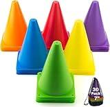 Faswin 30 Pack 7 Inch Plastic Traffic Cones, Sport Training Agility Field Marker Cone for Soccer, Skating, Football, Basketball, Games, Indoor and Outdoor Activity & Festive Events, Assorted Colors