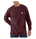 Carhartt Men's Loose Fit Heavyweight Long-Sleeve Pocket T-Shirt, Port, REG-XL