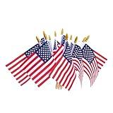 12 Pcs Small American Flags On Stick,Patriotic Decorations Small USA Flags On Stick，Mini American 4''x6'' Flag, Fourth Of July Flags For Outside Patriotic Holiday Yard Patio,Labor Day Decorations