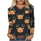 Black+of+Friday Deals 2024 Womens Clothing Long Sleeve Shirts for Women Christmas Graphic Print Crewneck Blouses Loose Casual Cute Funny Xmas Holiday Tunic Tops Womens Christmas Tops