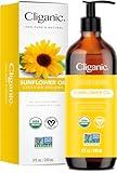 Cliganic Organic Sunflower Oil, 100% Pure (8oz) - For Skin, Hair & Face | Natural Cold Pressed Unrefined