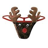 GENEMEN Christmas Underwear for Men G-strings Thongs Briefs Sexy Santa Costume Lingerie (F-Brown)