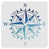 FINGERINSPIRE Compass Stencils Wall Decoration Template 11.8x11.8 Inch Large Drawing Painting Stencils Plastic Square Reusable Stencils for Painting on Wood Walls Fabric Airbrush