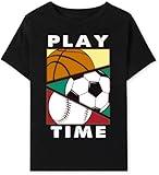 Toddler Boys T-Shirts Basketball Baseball Soccer Graphic Short Sleeve Tees Kids Summer Black Tops 5T 6T