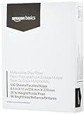 Amazon Basics Multipurpose Copy Printer Paper, 20 Pound, White, 96 Brightness, 8.5 x 11 Inch, 1 Ream , 500 Sheets Total