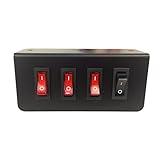 Abrams Taurus Premium 12V Switch Box Panel - (3) ON/Off Rocker Switch with LED Light & (1) Momentary Switch Plate - 2 x 15 Amp Inline Fuse - Dimensions: 4.82" L x 2.2" H x 1.57" D