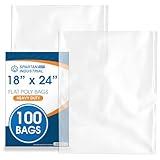 Spartan Industrial - 18” X 24” (100 Count) 2 Mil Heavy Duty Flat Open End Clear Plastic Poly Bags - For Packaging Coats, Bedding, Backpacks (Bags DO NOT Have Seal & DO NOT Have Prints)