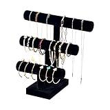 ByKen Jewelry T Bar Bracelet Display Stand,Bracelet Organizer Holder,Jewelry Display Stand, Necklace Bangle Scrunchie Watch Organizer (Black, 3 tier)
