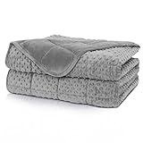 Huloo Sleep Weighted Blanket Twin 15lbs for Adult(48"×78",Gray) Breathable Soft Minky Weighted Throw Blanket for All Season,Heavy Blanket with Premium Glass Beads