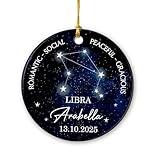 Libra Zodiac Ceramic Ornament 2025, Personalized Star Sign Balance Constellation Ornament, Custom Astrology Lover Gift, Romantic Social Peaceful Gracious Ornaments, Libra Keepsake Gifts for Women
