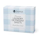 D Domus Eco-Friendly Laundry Detergent Sheets - Fresh Linen Scent, Plastic-Free, Pre-Measured, Dissolvable, Safe for All Machines, 60 Loads