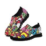 Doojoayie Funny Graffiti Casual Sneakers for Men Slip On Shoes Size 12 Travel Shoes Hands Free Slip-in Sneaker Comfort Summer Sport Shoes College Stylish Art Painted Shoes