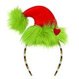 JOYCREDIBLE Green Furry Headband Christmas Hat Headband with Red Heart Cute Headpiece Funny Novelty Costume Accessories Christmas Party Favors Women Men