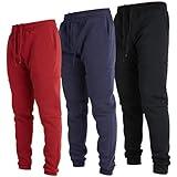 Ultra Performance 3 Pack Fleece Active Tech Joggers for Men, Mens Sweatpants with Rubber Zipper Pockets, Medium