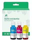 COLORETTO 31XL Ink Bottle Set Replacement Compatible for HP Smart Tank 5101 7602 6001 5000 Ink Refill for HP 31 XL, Compatible with Smart Tank 7301 7001 5101 5000 5102 7002 5103 Color Tricolor