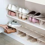 4 Pcs Shoe Slots Organizer for Closet – 10 x 8.7 Inches, Space Saver, Double Layer Shoe Dividers for Shelves – Durable, Stackable Shoes Organizer for Closet | Fits Heels, Sneakers, Flats, and More