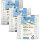 Sky Organics - Organic Baby Cotton Swabs, 180 ct. - Ultra Soft Baby Safe Tips - Strong & Durable - Hypoallergenic - Chlorine Free - with Ebook - Natural, Vegan & Cruelty Free - Skin Care & Baby Care