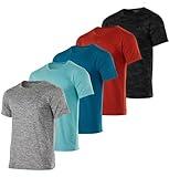 5 Pack: Boys Girls Active Athletic Quick Dry Dri Fit Short Sleeve T-Shirts Crew Neck Tops Teen Gym Undershirts Tees Youth Basketball Clothes Moisture Wicking Tshirt-Set 13,XL (16-18)