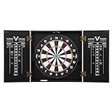 Viper Hideaway Cabinet & Steel-Tip Dartboard Ready-to-Play Bundle, Reversible Standard and Baseball Game Options with Two Sets of Steel-Tip Darts and Chalk Scoreboards, Black Matte Finish