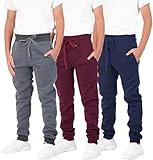 3 Pack: Boys Girls Youth Teen Active Athletic Basic Soft Kids Sports Fleece Jogger Soccer Track Gym Running Slim Pajama Sweatpants Casual Athletic Pantalones Winter Pockets-Set 4,M(10-12)