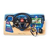 Melissa & Doug Vroom & Zoom Interactive Wooden Dashboard Steering Wheel Pretend Play Driving Toy - FSC Certified