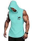 Shallmu Mens Tank Top Sleeveless Graphic Hoodies for Men Workout Gym Muscle Mens Summer Workout Muscle Beach Running Mens Sleeveless T Shirts Green Large