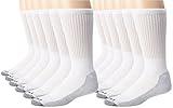 Dickies Men's Dri-tech Moisture Control Crew Socks Multipack, White (12 Pairs), Shoe Size: 6-12