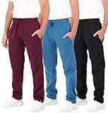 3 Pack Boys Girls Athletic Pants Sweatpants Active Kids Teen Open Bottom Fleece Youth Training Pajama Warm Performance Workout Activewear Winter Warm Sports Running Quick Dry Dri Fit- Set 2,L(12-14)