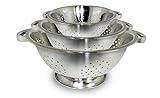 ExcelSteel Colander Set Stainless Steel | Nesting Design | Mirror Polished | Oversized Handles | 1-4 Quart, Set of 3