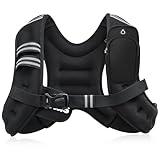 ZELUS Weighted Vest, 6lb/8lb/12lb/16lb/20lb/25lb/30lb Weight Vest with Reflective Stripe for Workout, Strength Training, Running, Fitness, Muscle Building, Weight Loss, Weightlifting, Black(6 lb)