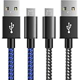 6amLifestyle PS4 Controller Charger Charging Cable, 2 Pack 10ft Extra Long Micro USB 2.0 Cable, Nylon Braided Cord, for PS4, PS4 Slim/Pro, Xbox One S/X Controller, Android Phones, Black+Blue