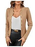 GORGLITTER Women's Button Down Long Sleeve Blazer Work Office Business Blazer Jackets Outerwear Apricot Medium