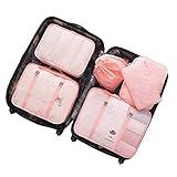 Adwaita 6 Set Packing Cubes, Travel Luggage Packing Organizers (Pink)