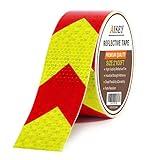 AISEY Reflective Tape Waterproof High Visibility Red & Yellow, Industrial Marking Tape Heavy Duty Hazard Caution Warning Safety Adhesive Tape Outdoor 2 Inch by 30 Feet