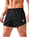G Gradual Running Shorts for Men 3.5 inch Lightweight Breathable Gym Shorts with Brief Liner Athletic Training Workout Sport, Black, Medium