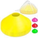 GoSports Premium Sports Cones for Agility Training and Drills - 20 Pack with Tote - Yellow