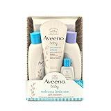 Aveeno Baby Welcome Little One Gift Basket, Baby Skincare Set with Nourishing Baby Body Wash & Shampoo, Calming Bath Wash, All Over Baby Wipes, & Daily Moisturizing Lotion, 5 Items