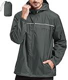 SWISSWELL Rain Jacket Men Waterproof Windbreaker, Lightweight Hooded Raincoat for Daily Casual